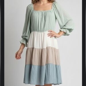 Sweet Wanderer Elegant Color Block Dress 3XL